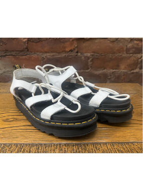 Dr. Martens Nartilla White Leather Gladiator Lace Up Platform Sandals Women's 9